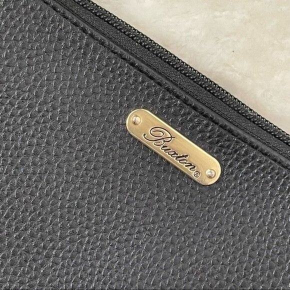 Buxton Wristet Zippered Travel Organize Convenient Pebbled Black - Picture 2 of 13